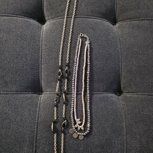 Elegant Black and Silver Necklace Set